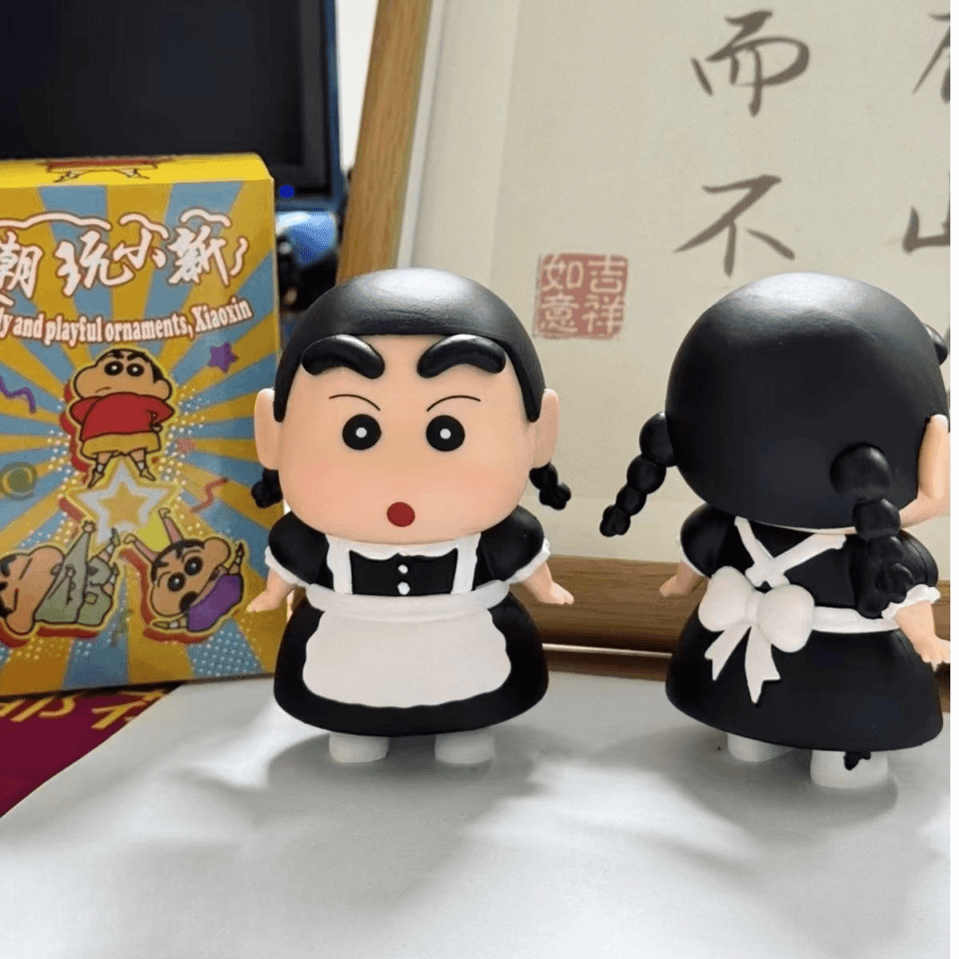 蜡笔小新cos女仆摆件新手生日礼物手办模型新之助桌面公仔摆件