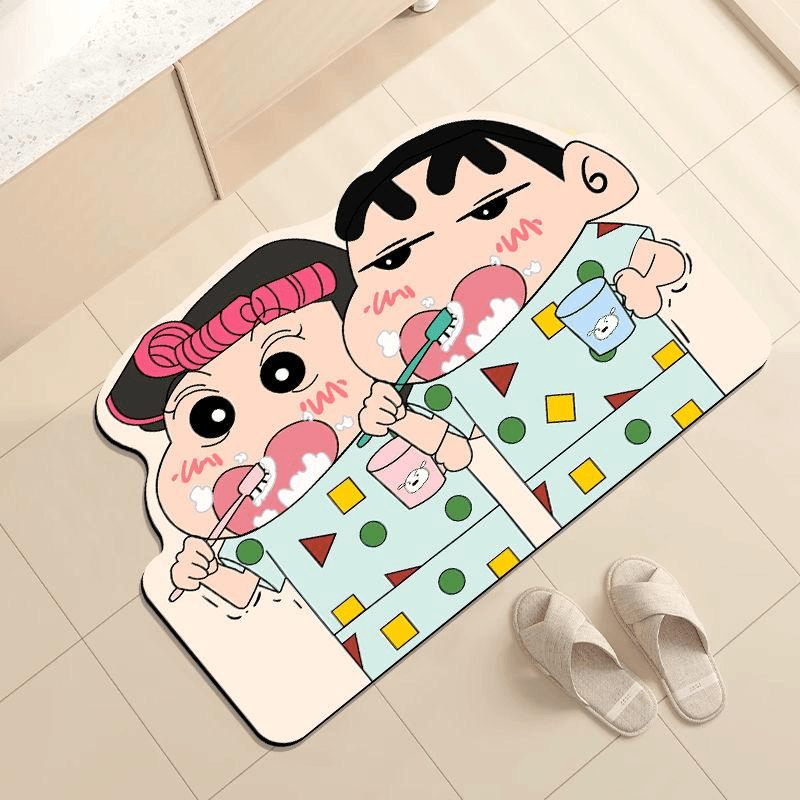 蜡笔小新软硅藻泥吸水速干地垫卫生间浴室防滑脚垫厨房进门口家用