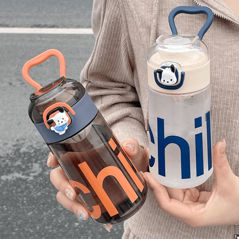 夏季简约高颜值耐高温带茶隔可手提外出运动便携耐摔学生塑料水杯
