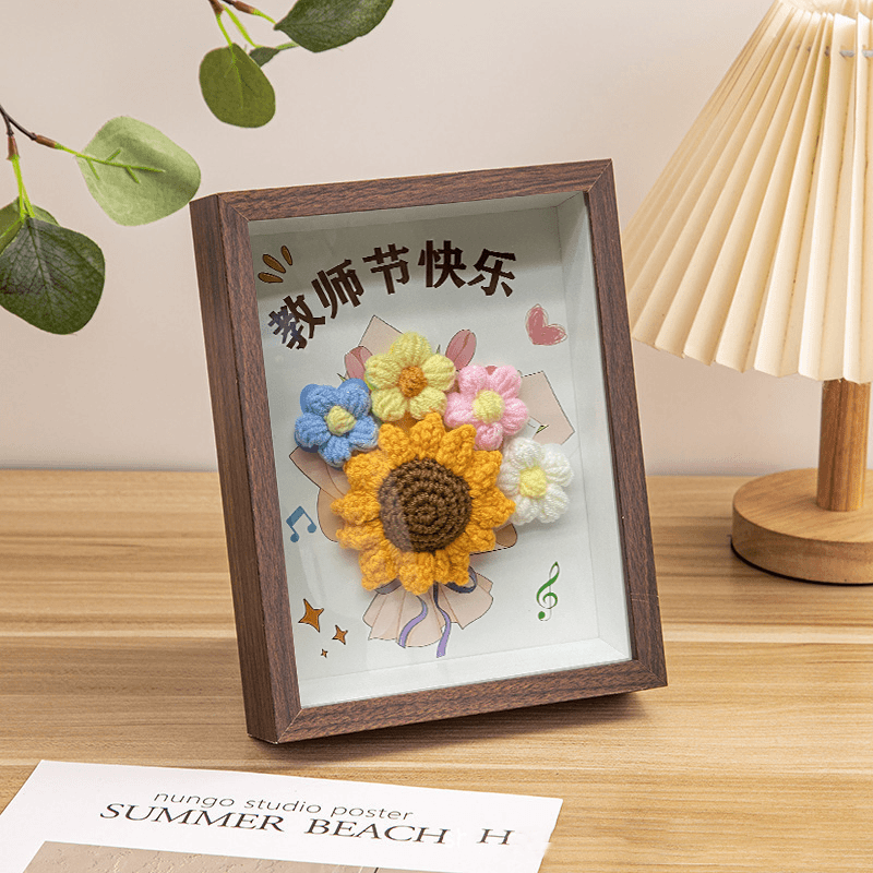 向日葵相框教师节送老师礼物-带礼品袋带贺卡-