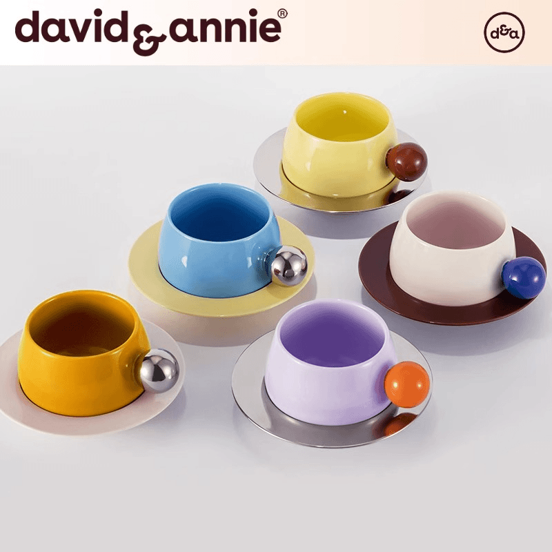 david&annie创意高档悬浮咖啡杯杯碟套装精致拿铁杯高颜值陶瓷杯