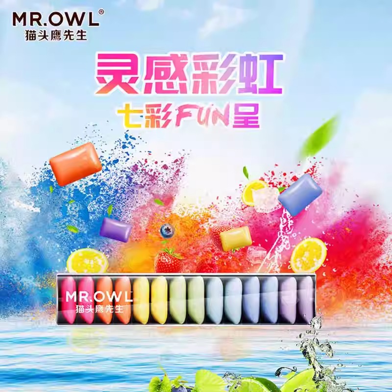 猫头鹰先生彩虹无糖口香糖（7种口味）